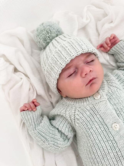 TEXTURED COTTON LONG ROMPER | SEA MIST