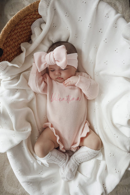 FRILL POINTELLE BABY BLANKET | MILK