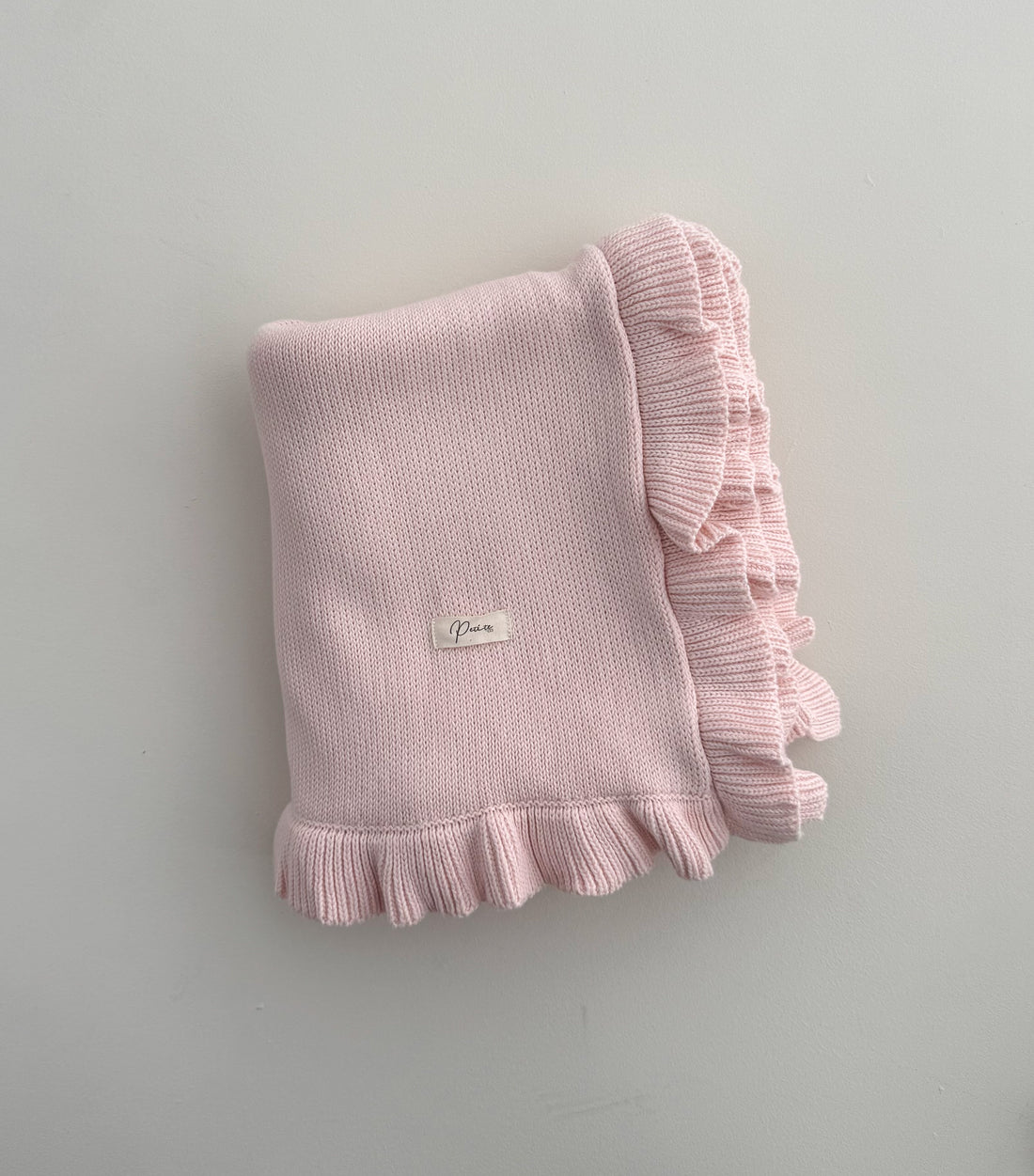 FINE KNIT FRILL BLANKET | BABY PINK