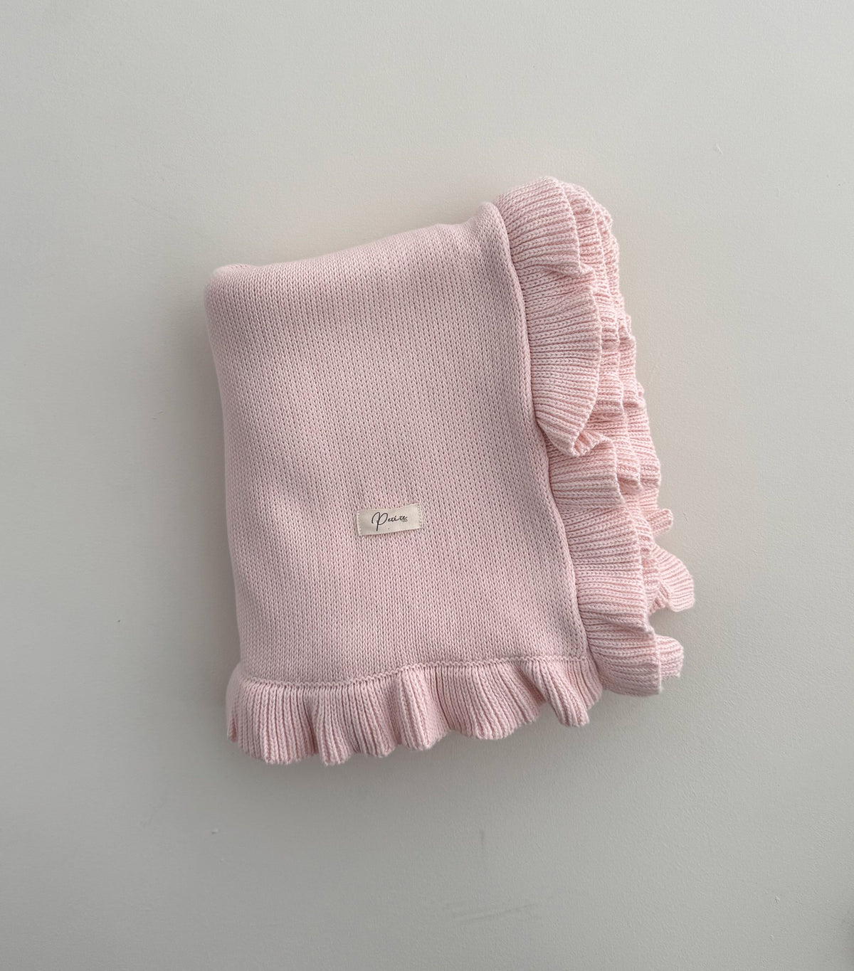 FINE KNIT FRILL BLANKET | BABY PINK