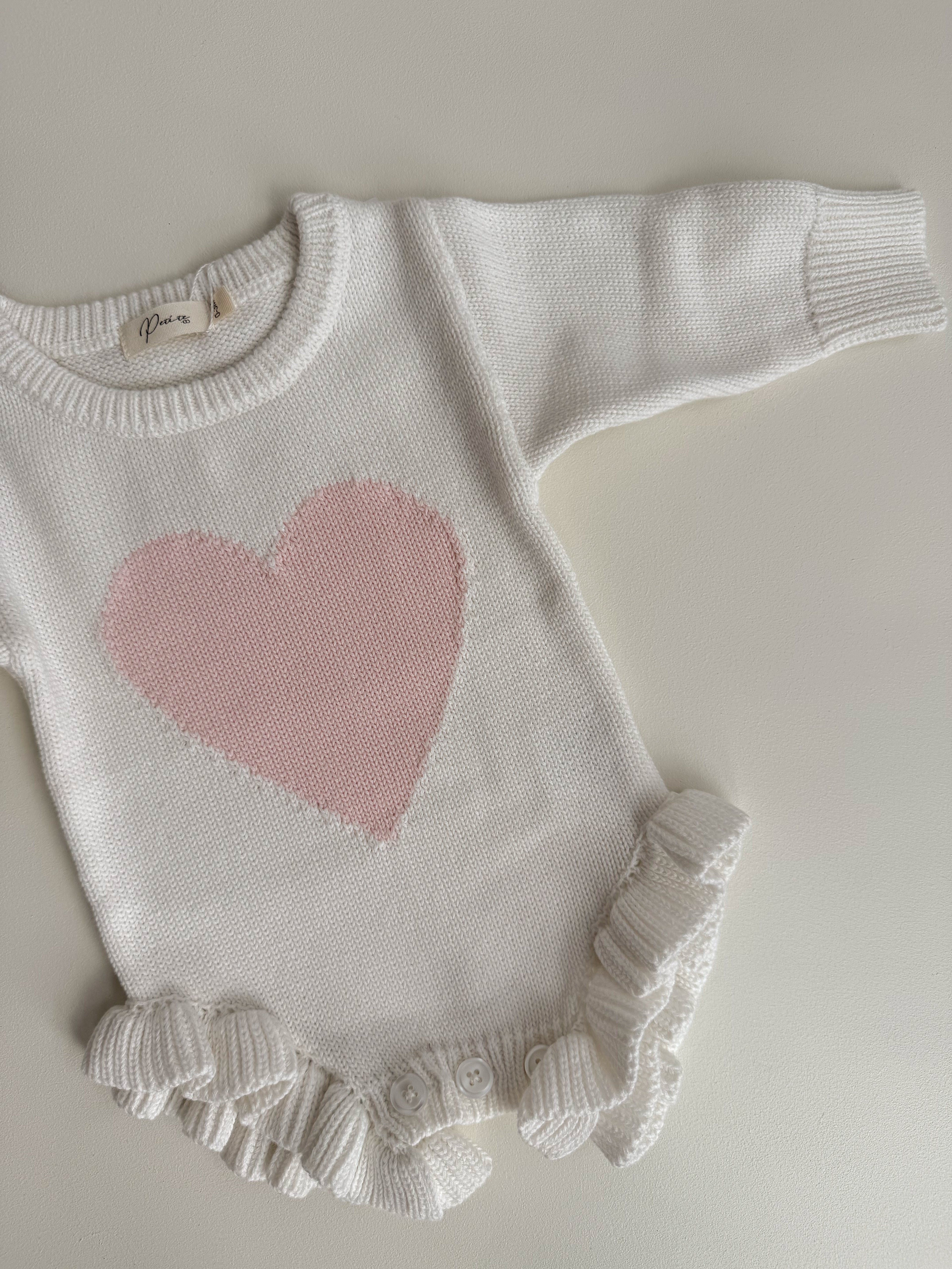 PINK HEART FRILL LEG ROMPER