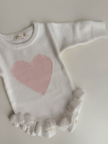 PINK HEART FRILL LEG ROMPER