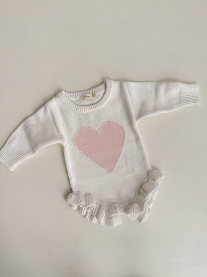 PINK HEART FRILL LEG ROMPER