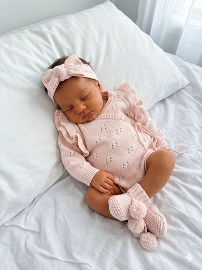 DOUBLE FLUTTER POINTELLE KIMONO BODYSUIT