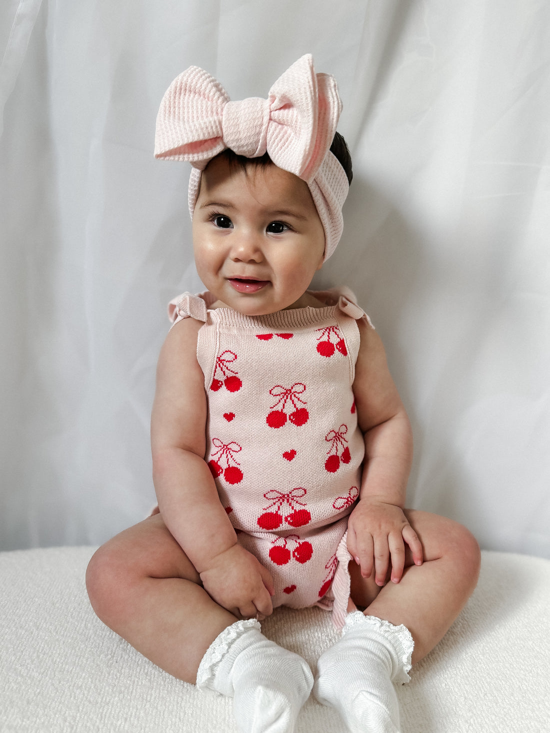 SUMMER CHERRY HEART BOW FRILL ROMPER