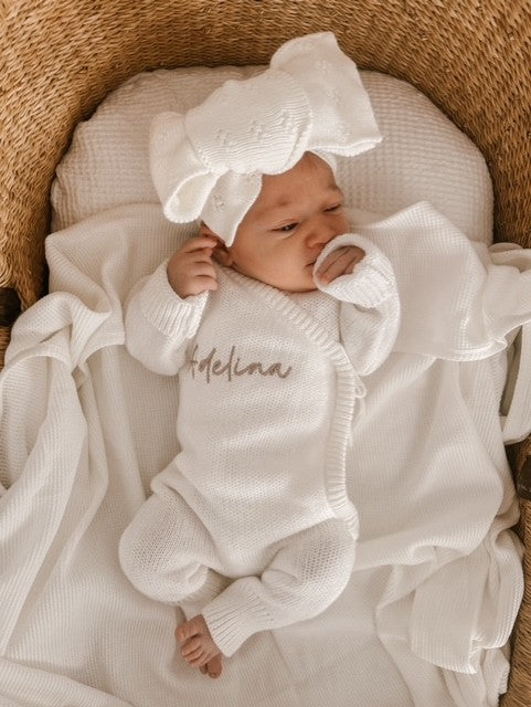 WAFFLE SWADDLE BLANKET | WHITE