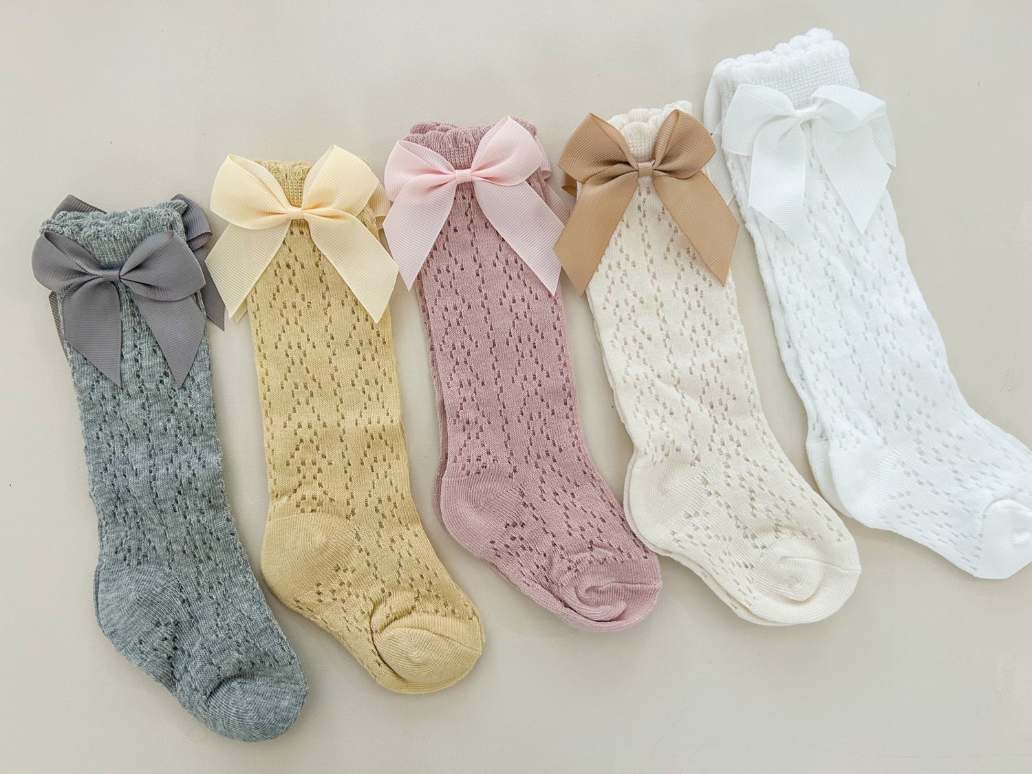OPENWORK EXTRA LONG LACE BOW SOCKS