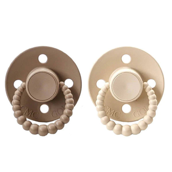 CMC GOLD BUBBLE DUMMY / PACIFIER 2 PACK (SIZE 1)  |  OATMEAL + ALMOND