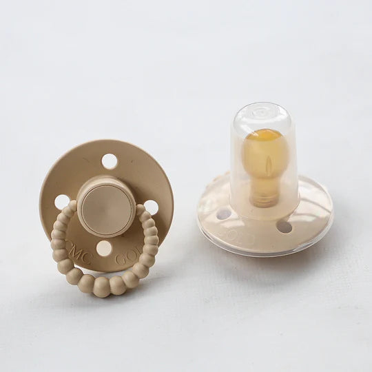 CMC GOLD BUBBLE DUMMY / PACIFIER 2 PACK (SIZE 1)  |  OATMEAL