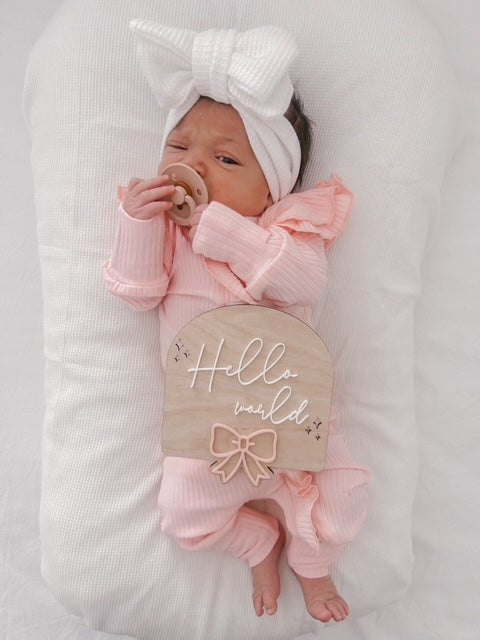 FLUTTER RUFFLE RIBBED ONESIE | CANDY PINK