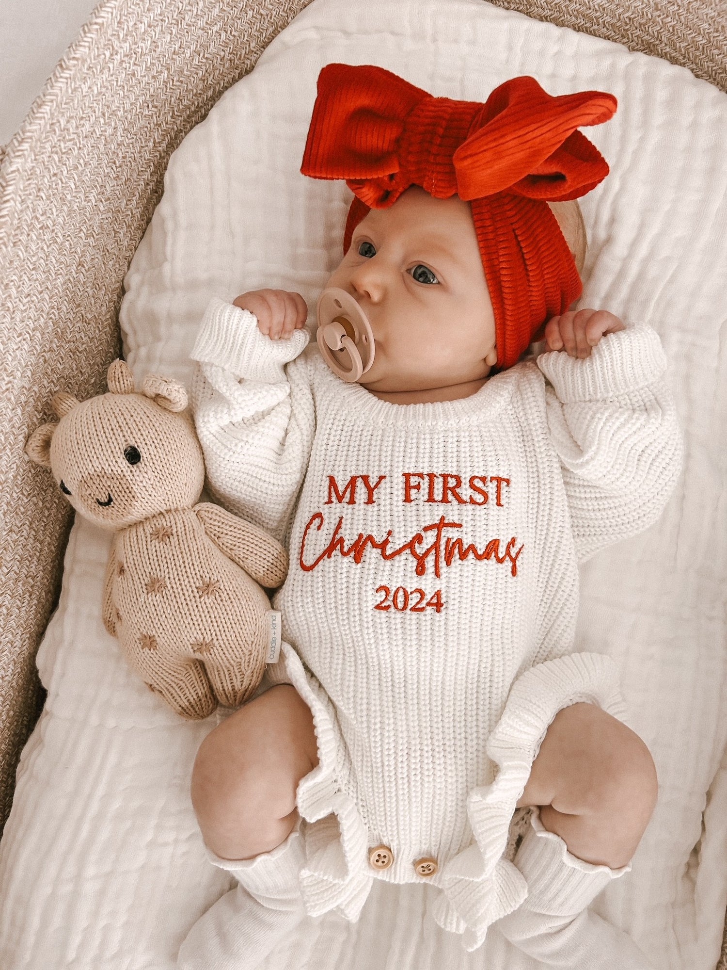 CHUNKY RIBBED VELVET BOW HEADBAND - RED