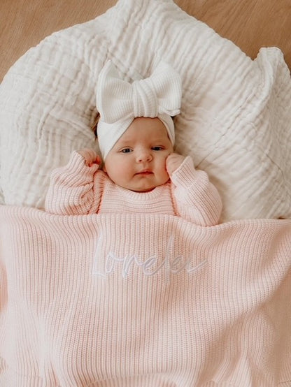 RIBBED BABY BLANKET | PINK