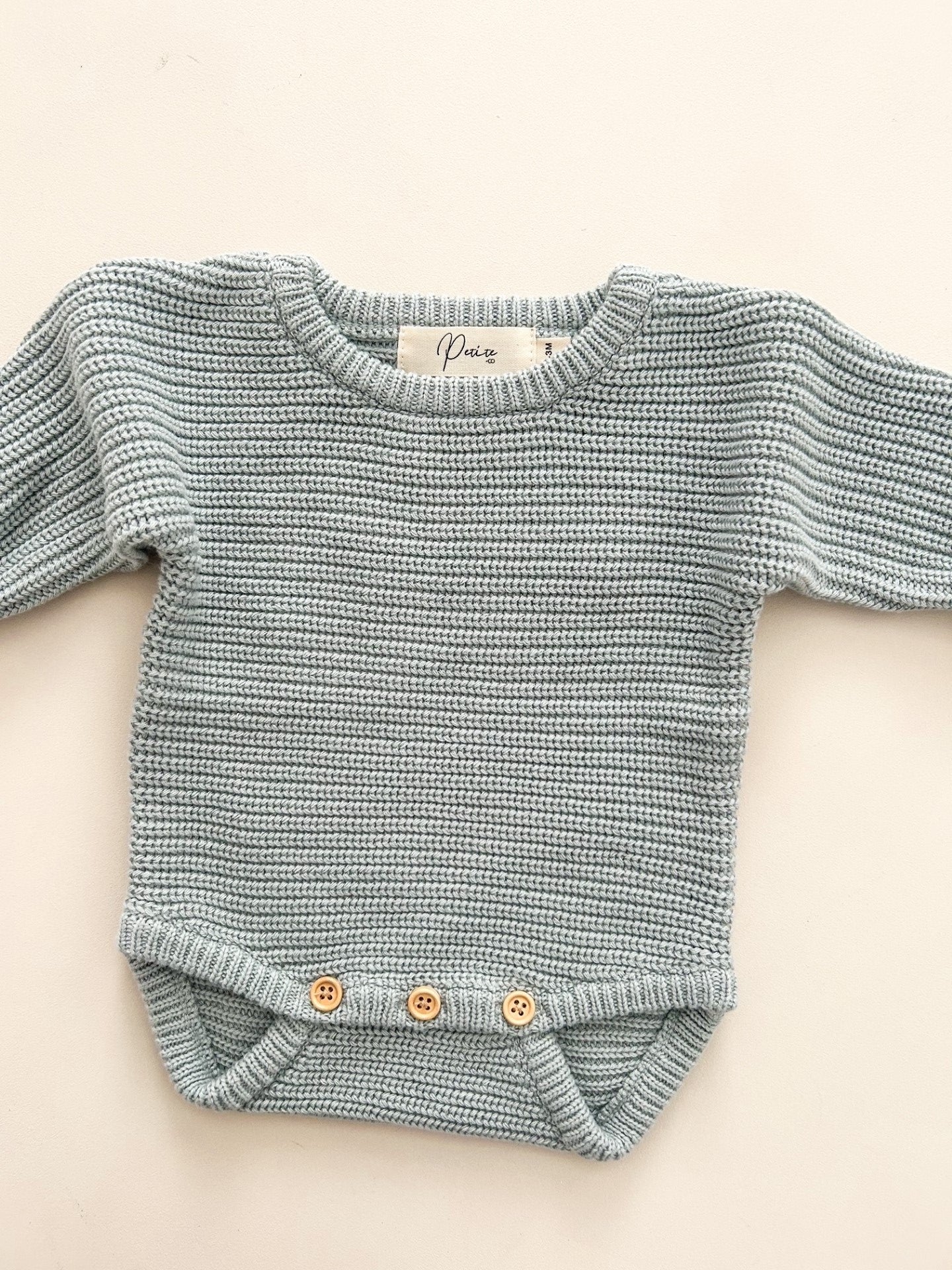 CLASSIC RIBBED ROMPER - SEA | PERSONALISED EMBROIDERY AVAILABLE
