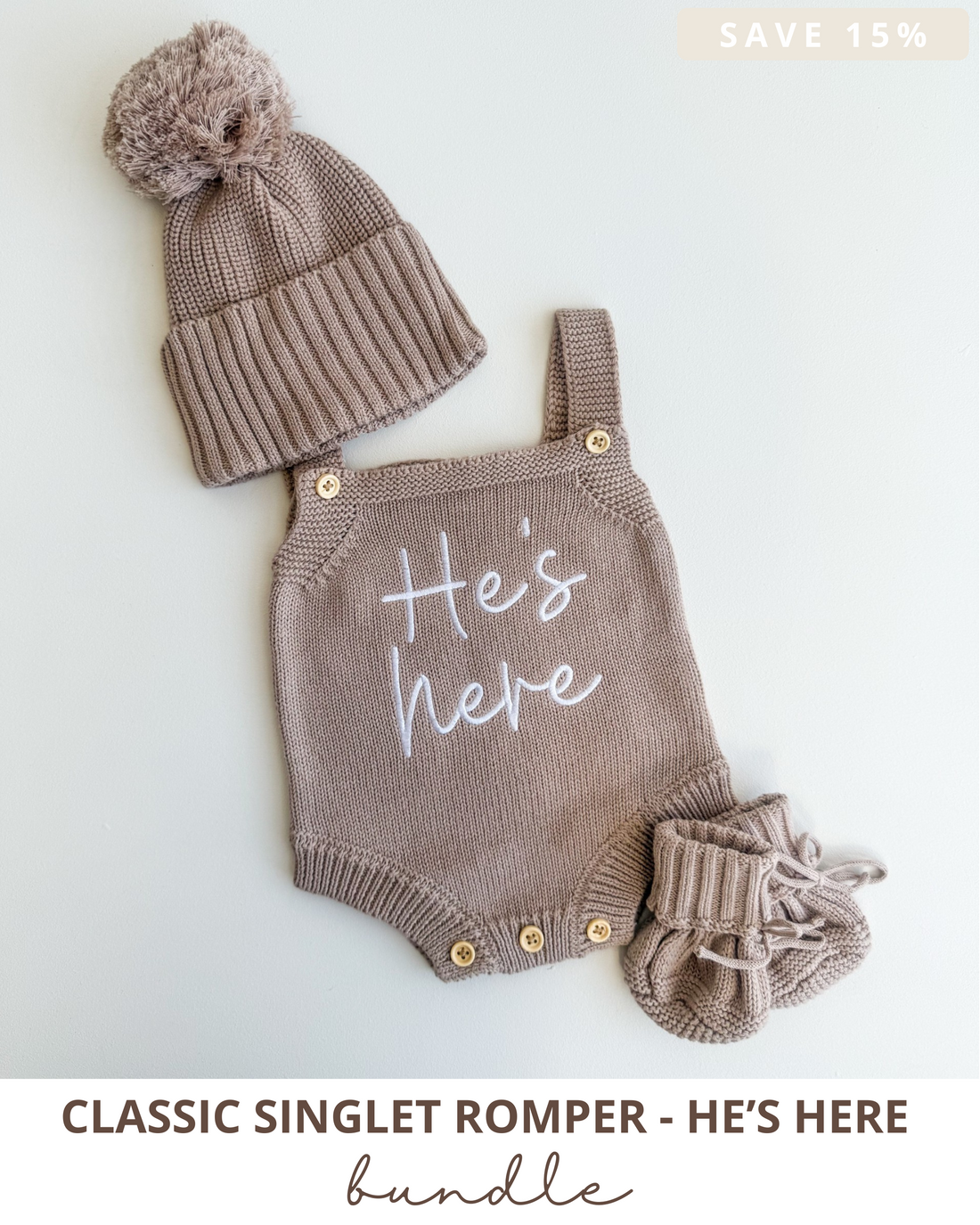 Classic Singlet Romper | Teddy Brown - He&