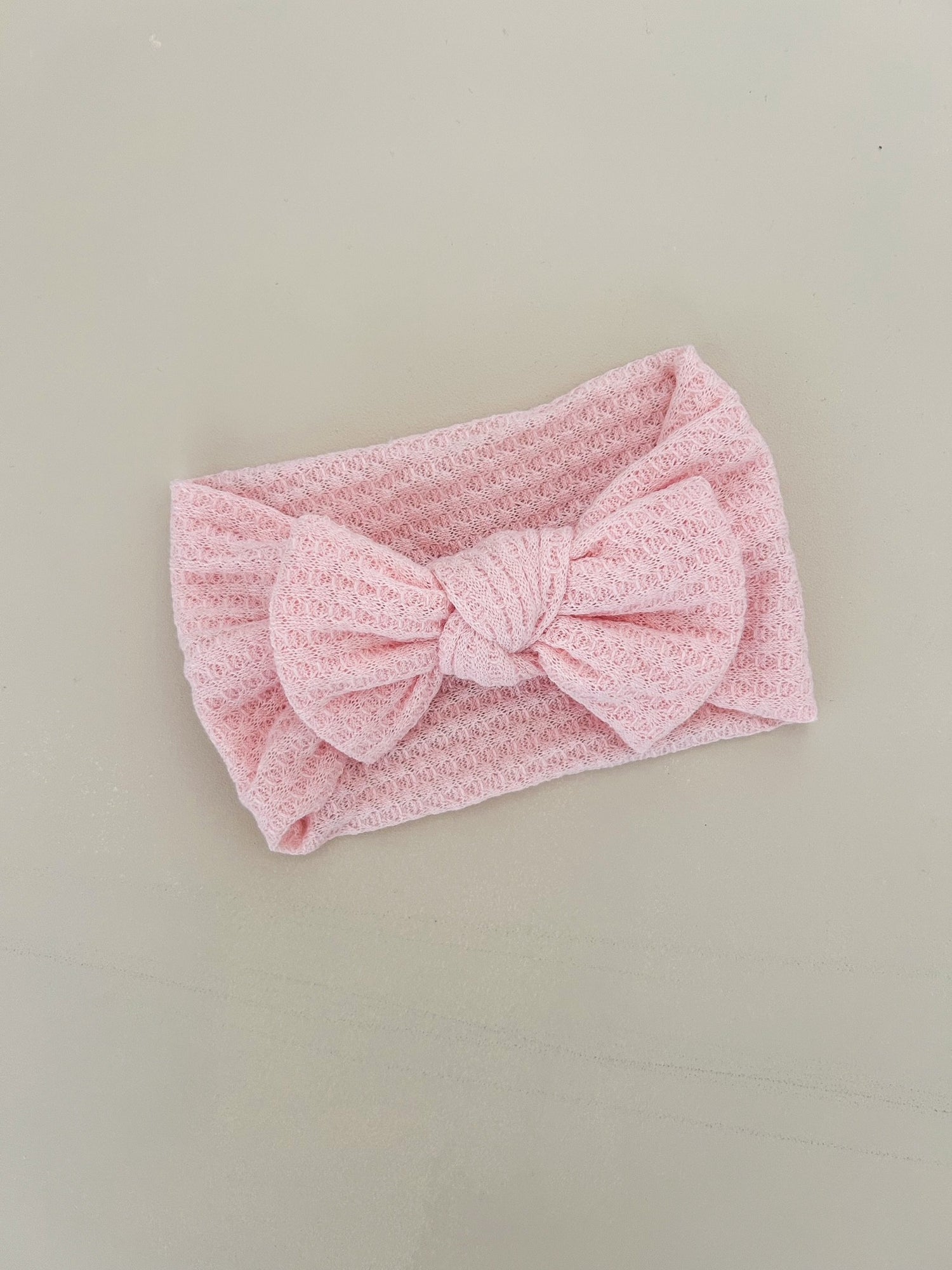 WAFFLE BOW HEADBAND - PINK