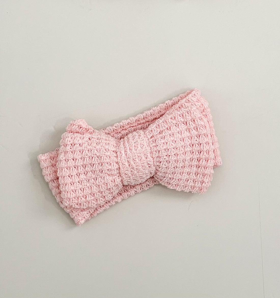 ELISSA WAFFLE KNIT BOW HEADBAND - PINK