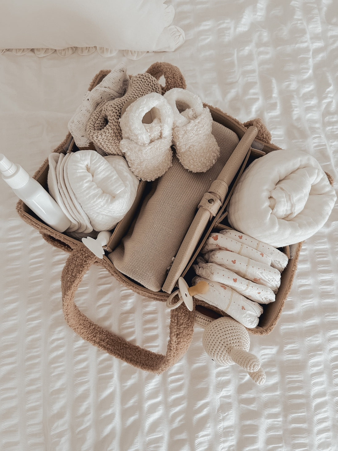 NAPPY CADDY ORGANISER - ALL TEDDY | NUDE
