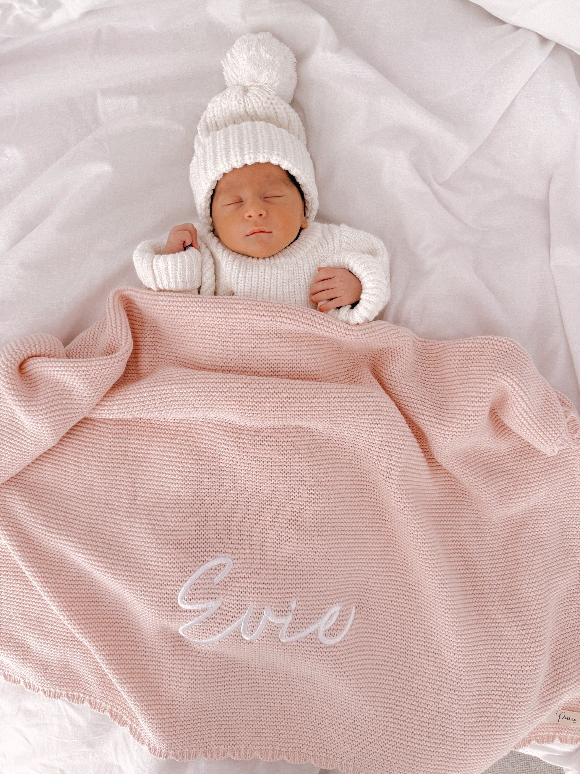 SCALLOP PERSONALISED BABY BLANKET | BABY PINK