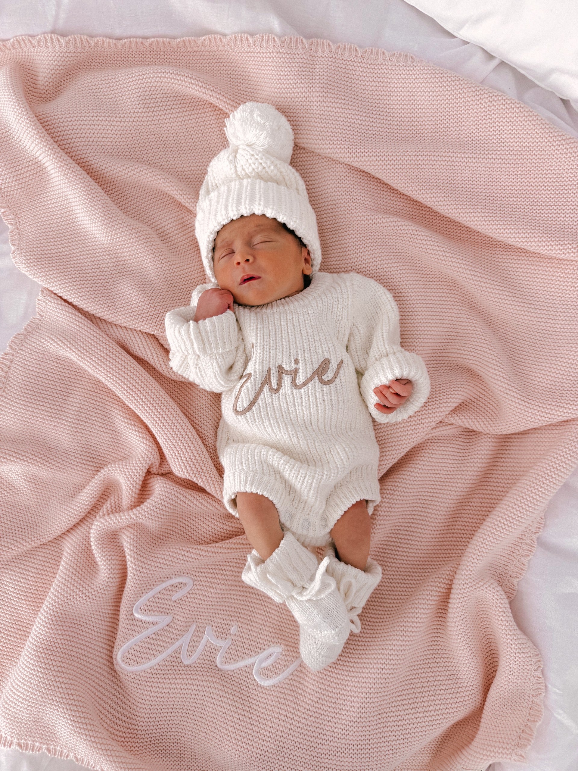 SCALLOP PERSONALISED BABY BLANKET | BABY PINK