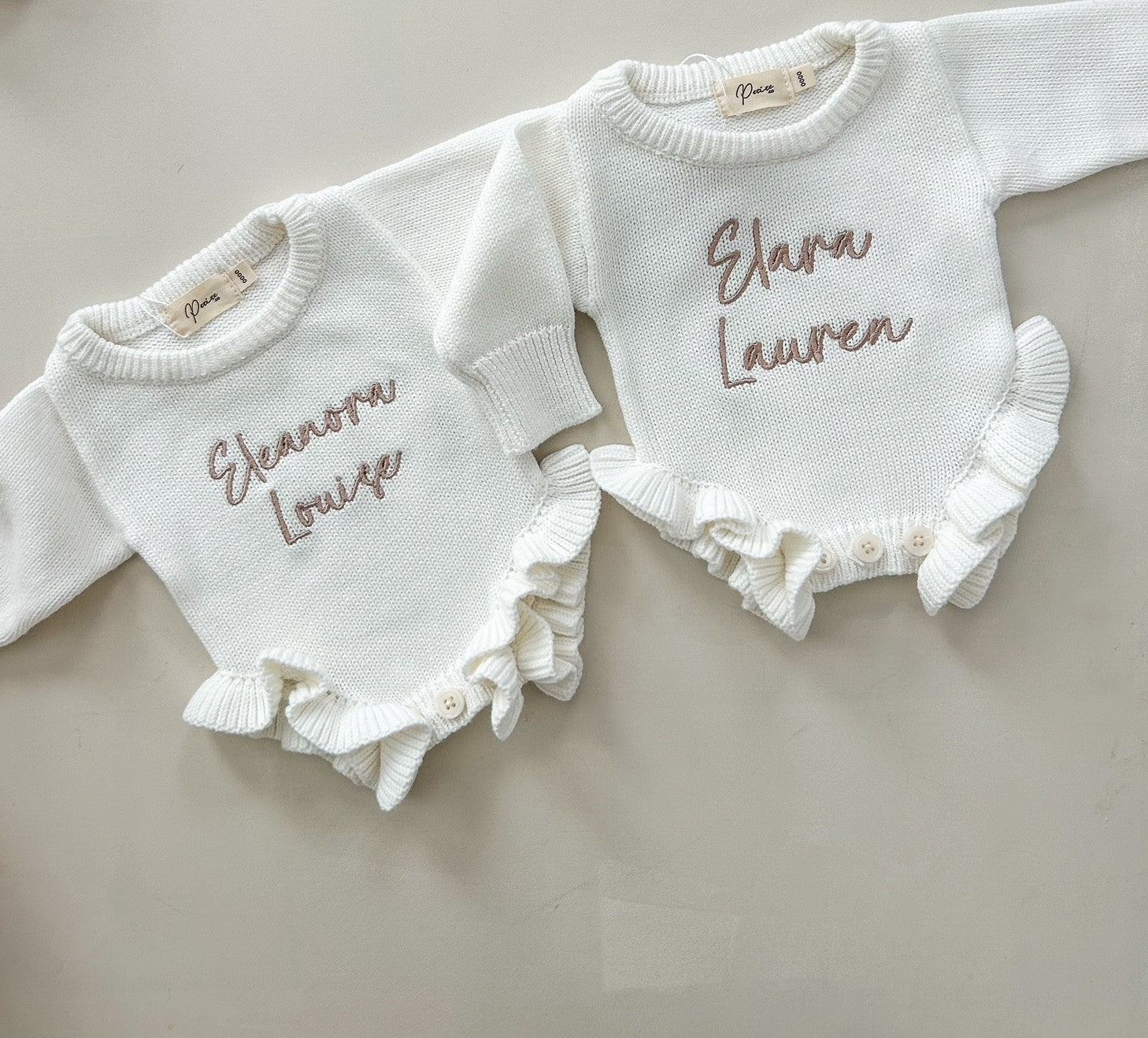 CLASSIC BIRTH ANNOUNCEMENT FRILL ROMPER - MILK