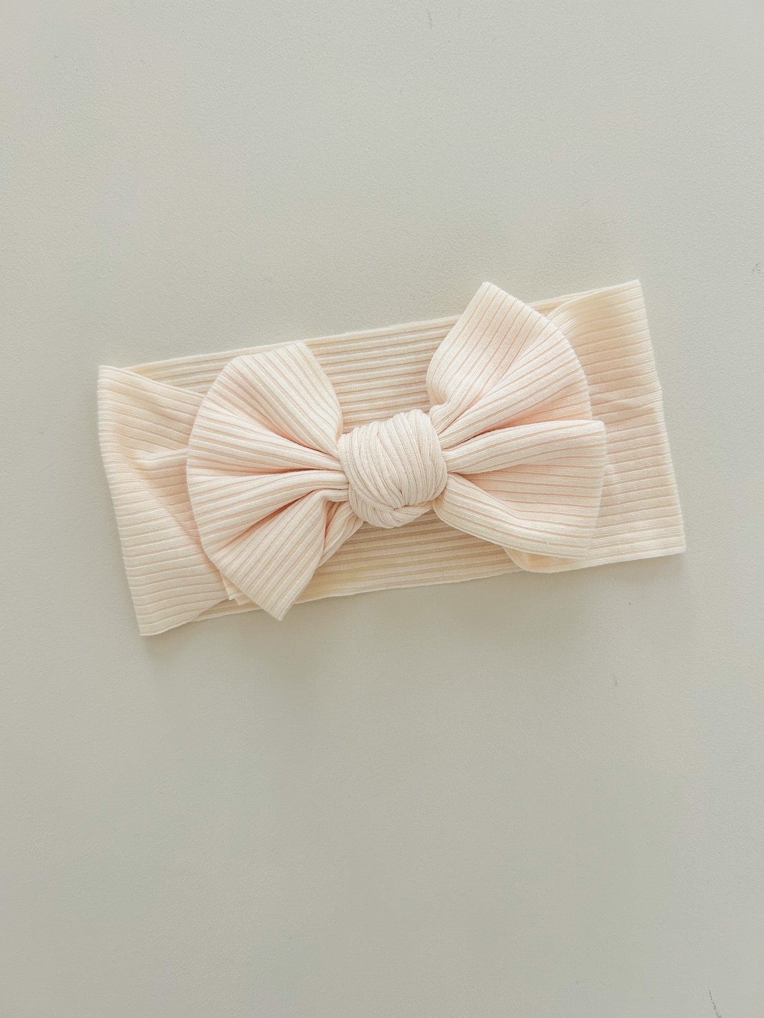 RIBBED COTTON KNOTTED BOW HEADBAND - BUTTERMILK