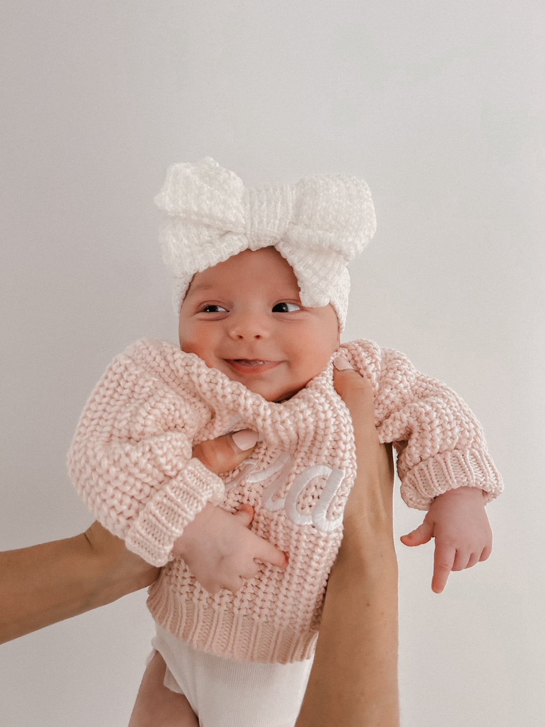 ELISSA WAFFLE KNIT BOW HEADBAND - WHITE
