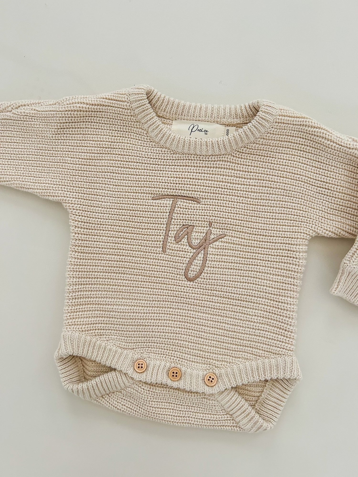 CLASSIC RIBBED ROMPER - BEIGE | PERSONALISED EMBROIDERY AVAILABLE