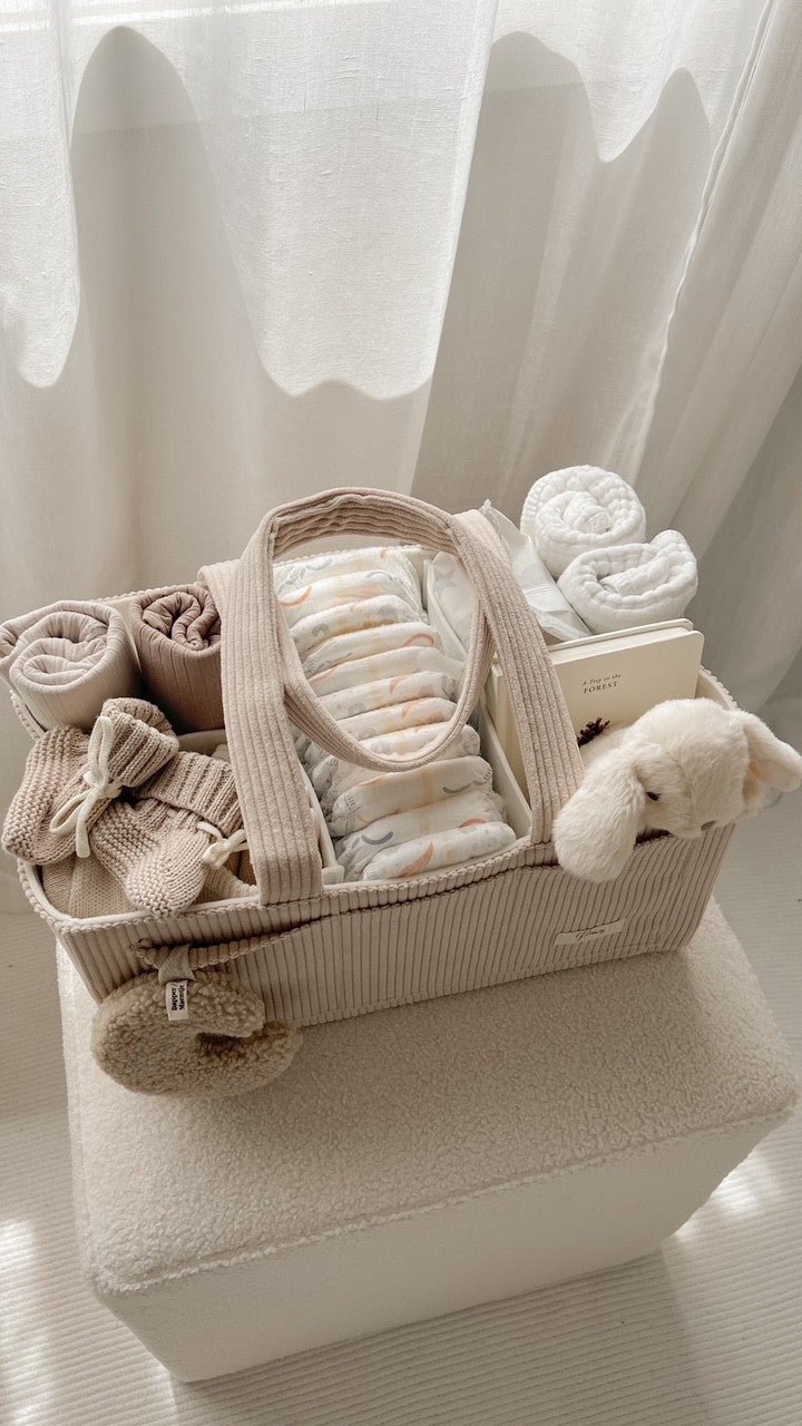 NAPPY CADDY ORGANISER - CORD | TAUPE