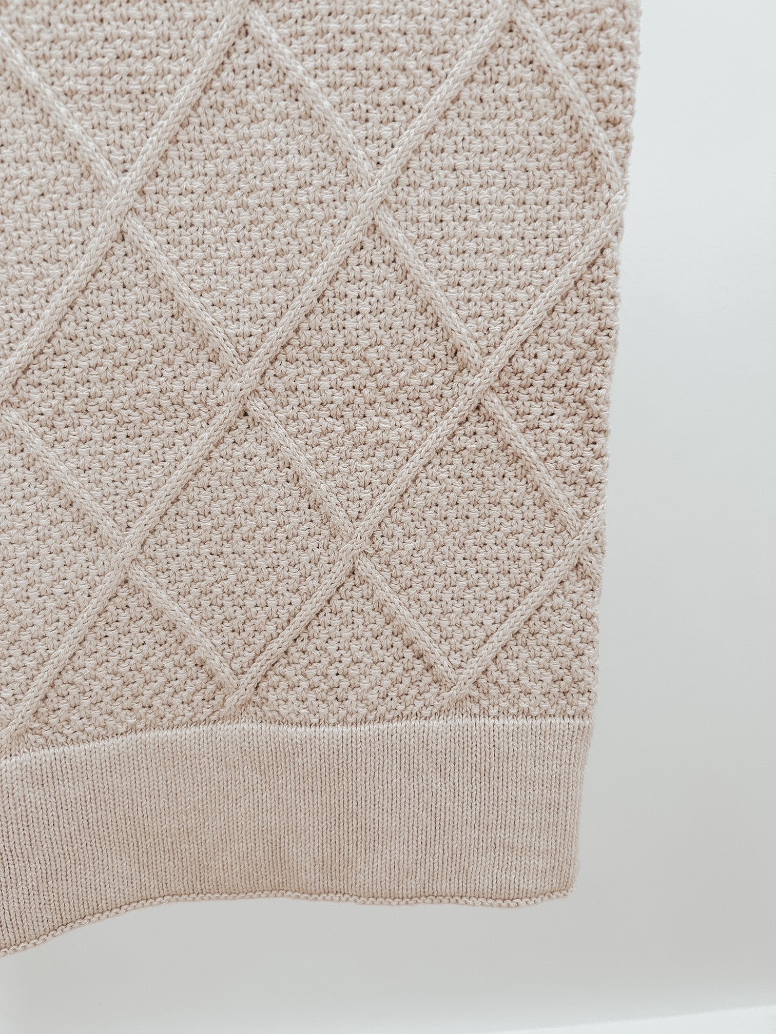 DIAMOND KNIT BLANKET - BEIGE