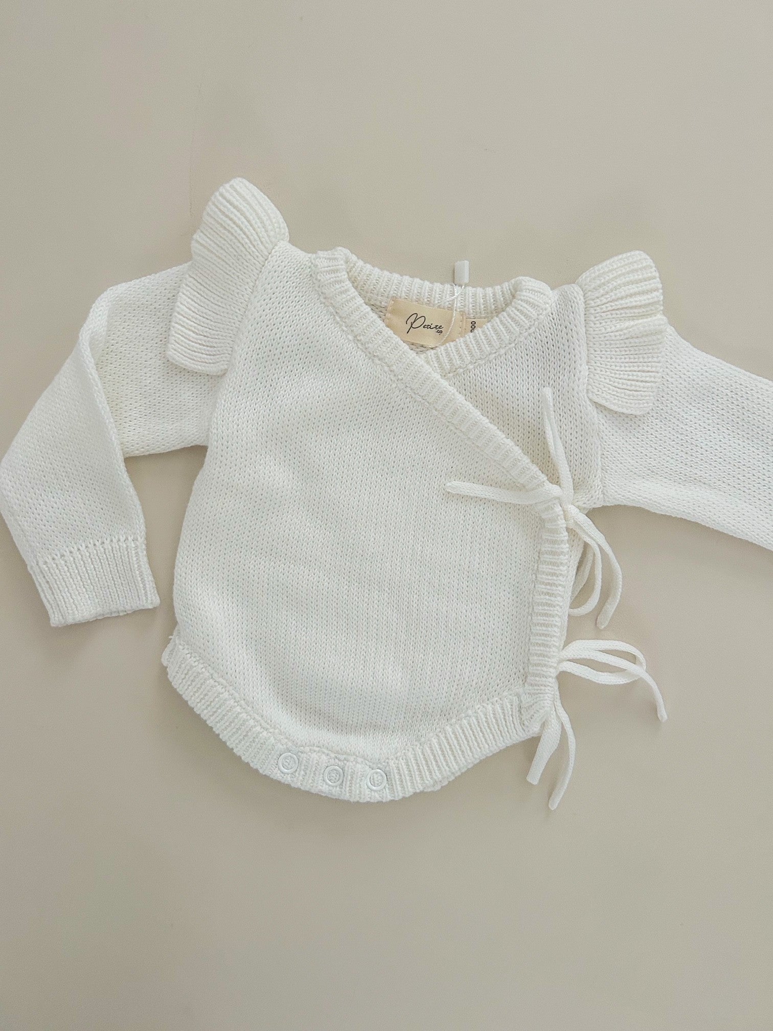 FLUTTER KNIT BODYSUIT - WHITE