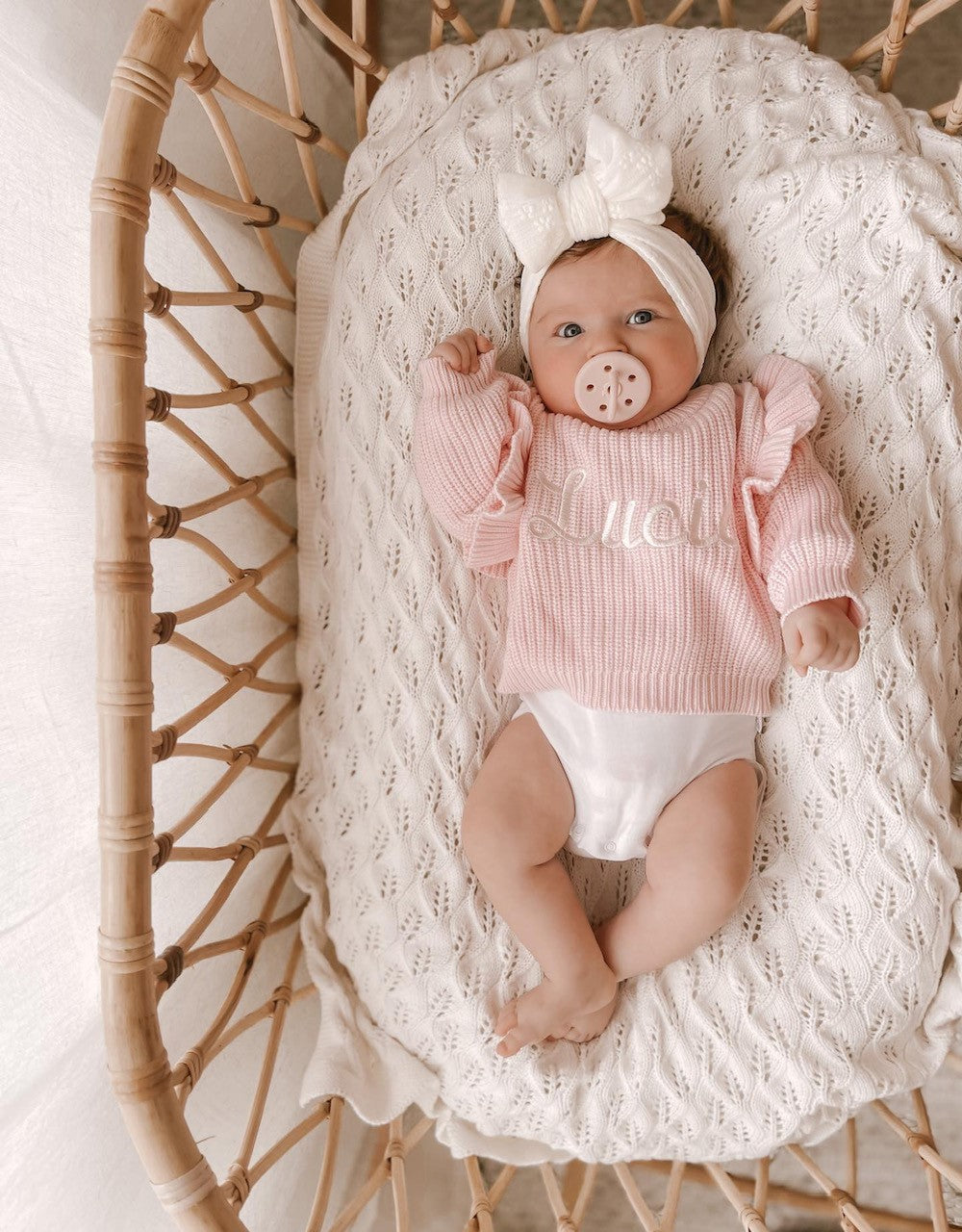 FRILL KNIT JUMPER - BABY PINK