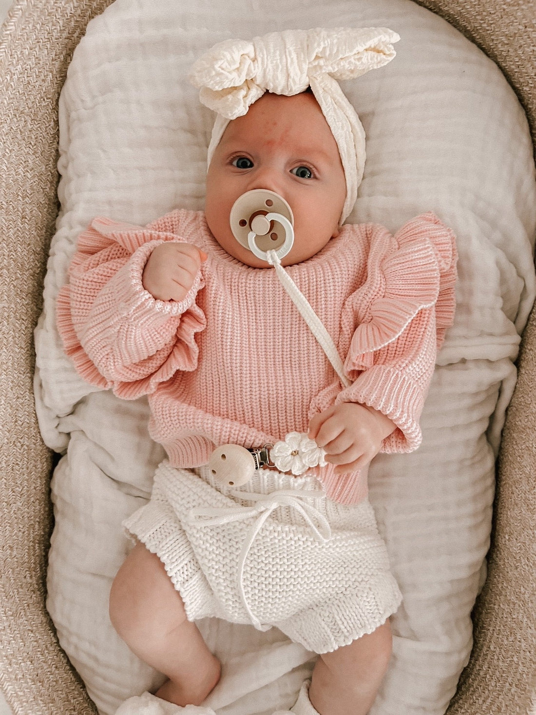 FRILL KNIT JUMPER - BABY PINK