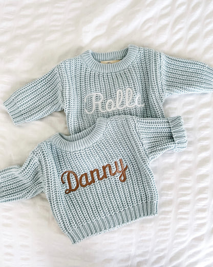 CHUNKY KNIT JUMPER - BABY BLUE