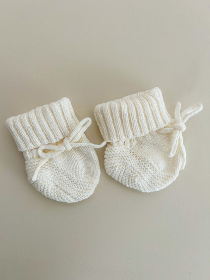 TEXTURED COTTON BOOTIES | IVORY