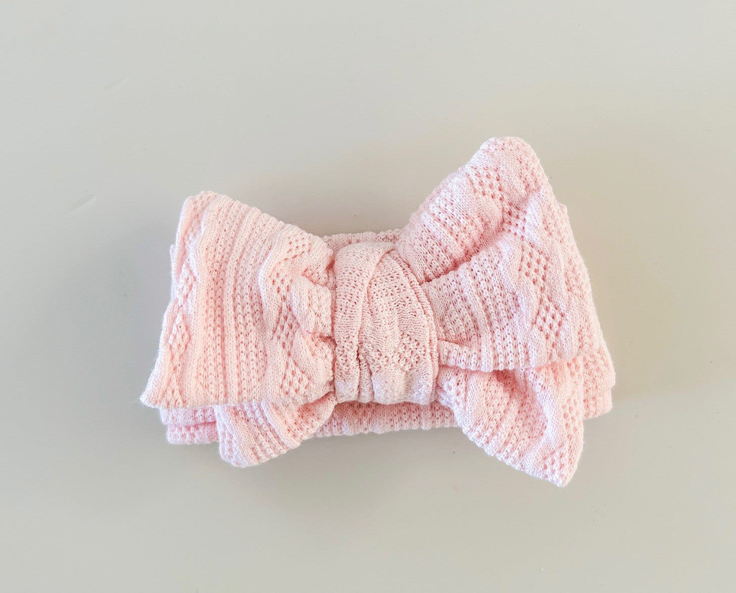 KNIT OVERSIZED BOW - BABY PINK