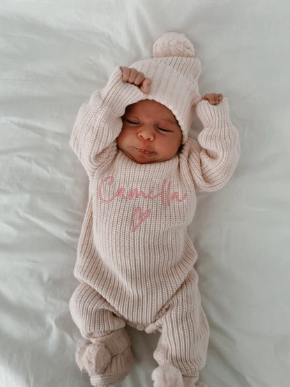 LONG RIBBED ROMPER | BABY PINK