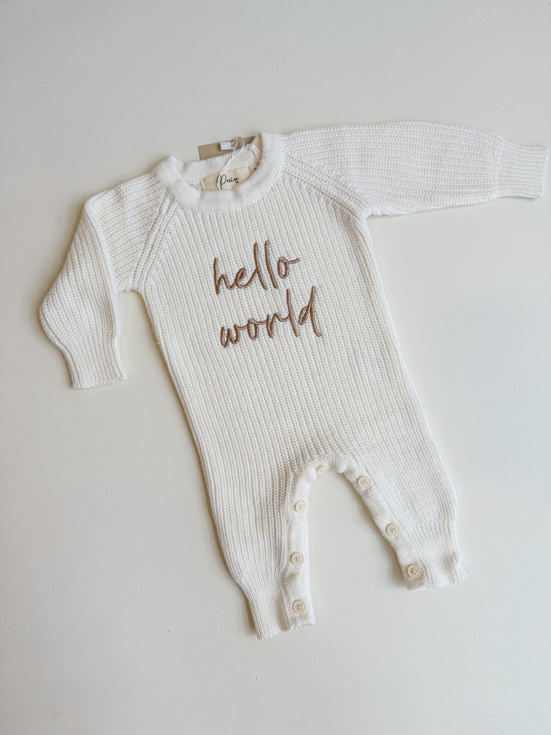 HELLO WORLD - LONG RIBBED ROMPER | MILK