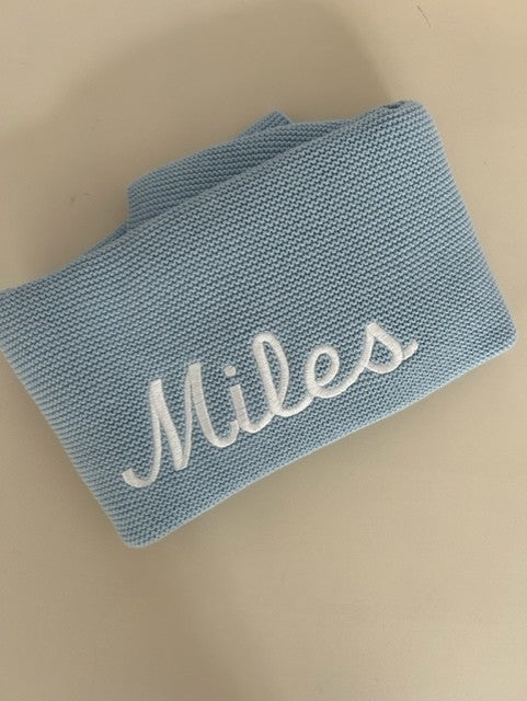 BLUE KNIT BLANKET - MILES