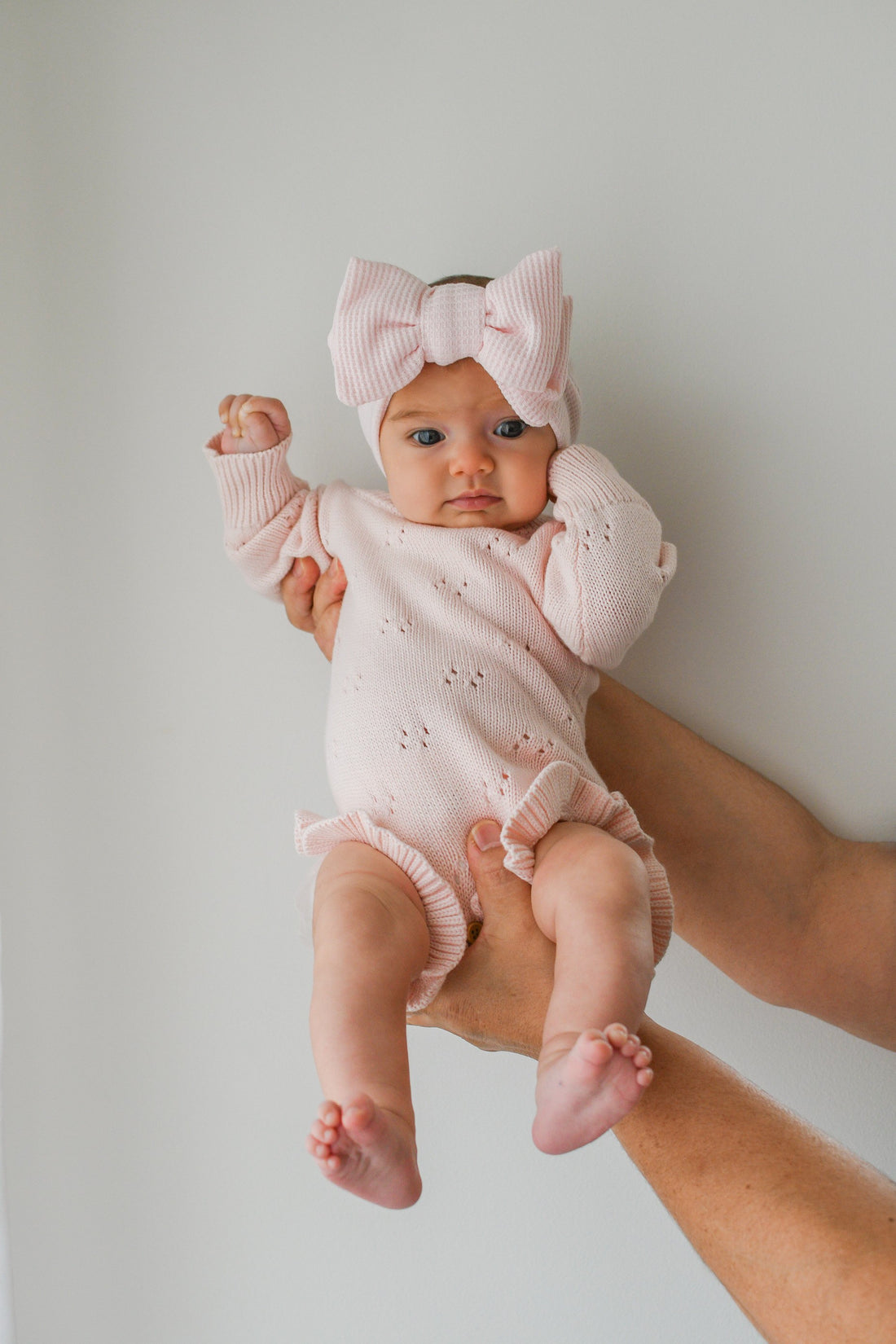 POINTELLE FRILL ROMPER - BABY PINK