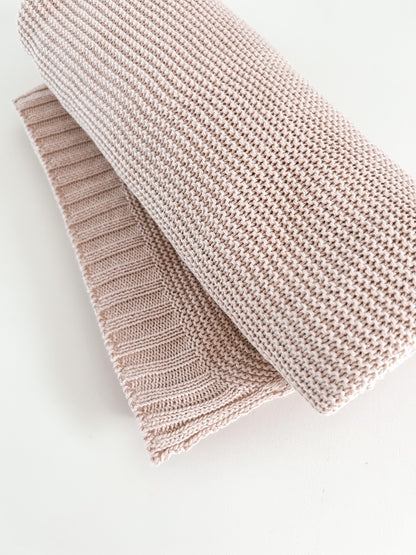 RIBBED BOARDER PERSONALISED BABY BLANKET | NUDE