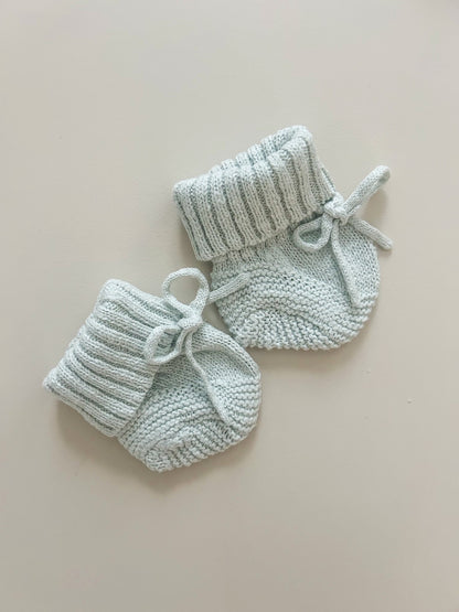 TEXTURED COTTON BOOTIES | SEA MIST