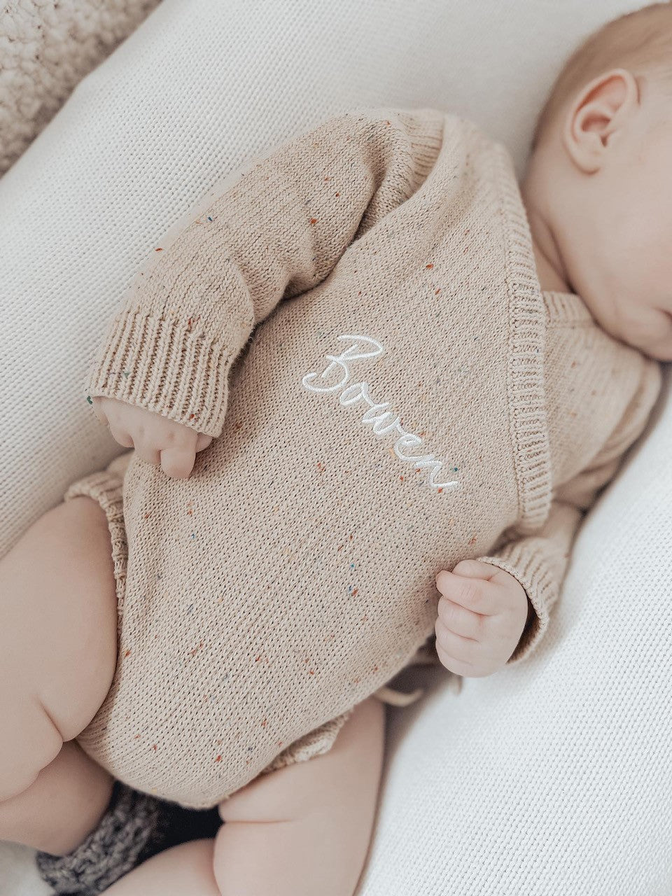 KNIT BODYSUIT - BEIGE SPECKLE