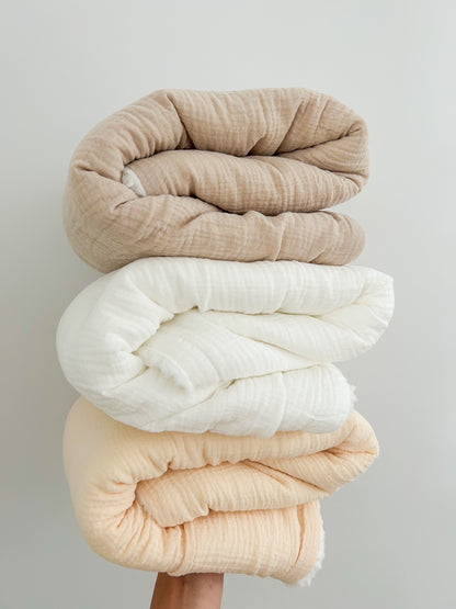 SHERPA TEDDY MUSLIN BLANKET | BUTTER