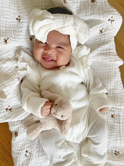 FLUTTER POINTELLE ONESIE | MILK