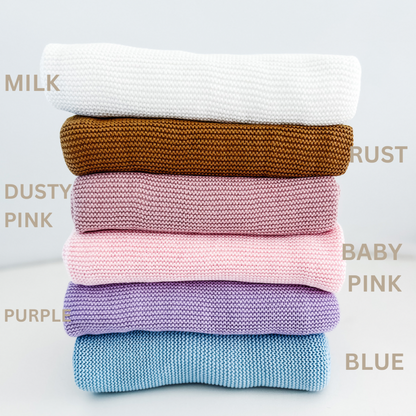 THICK BOARDER PERSONALISED BABY BLANKET | DUSTY PINK