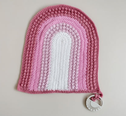 RAINBOW LOVEY / SECURITY BLANKET - PINK/WHITE
