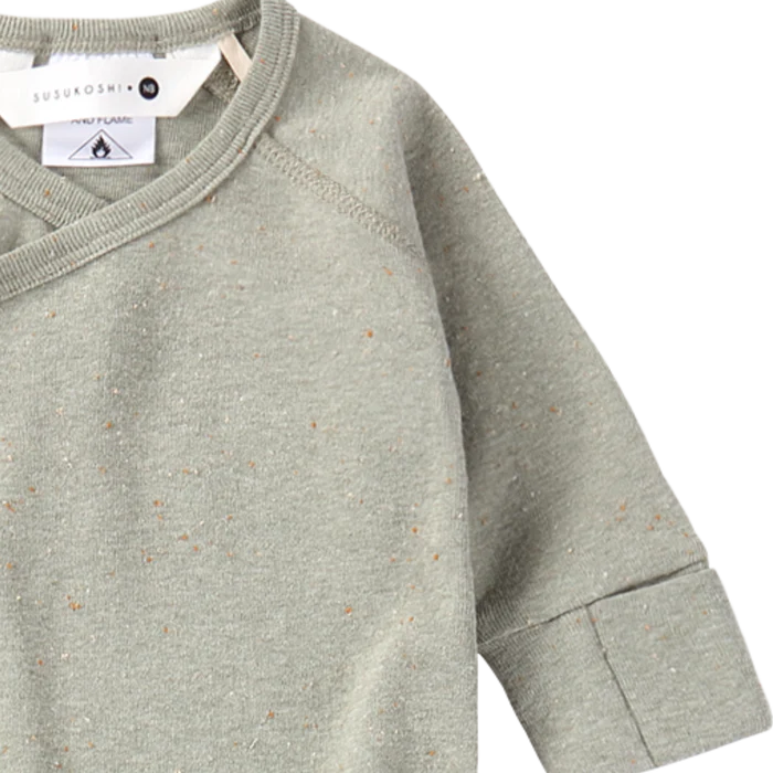 ORGANIC KIMONO GOWN. SAGE SPECKLED