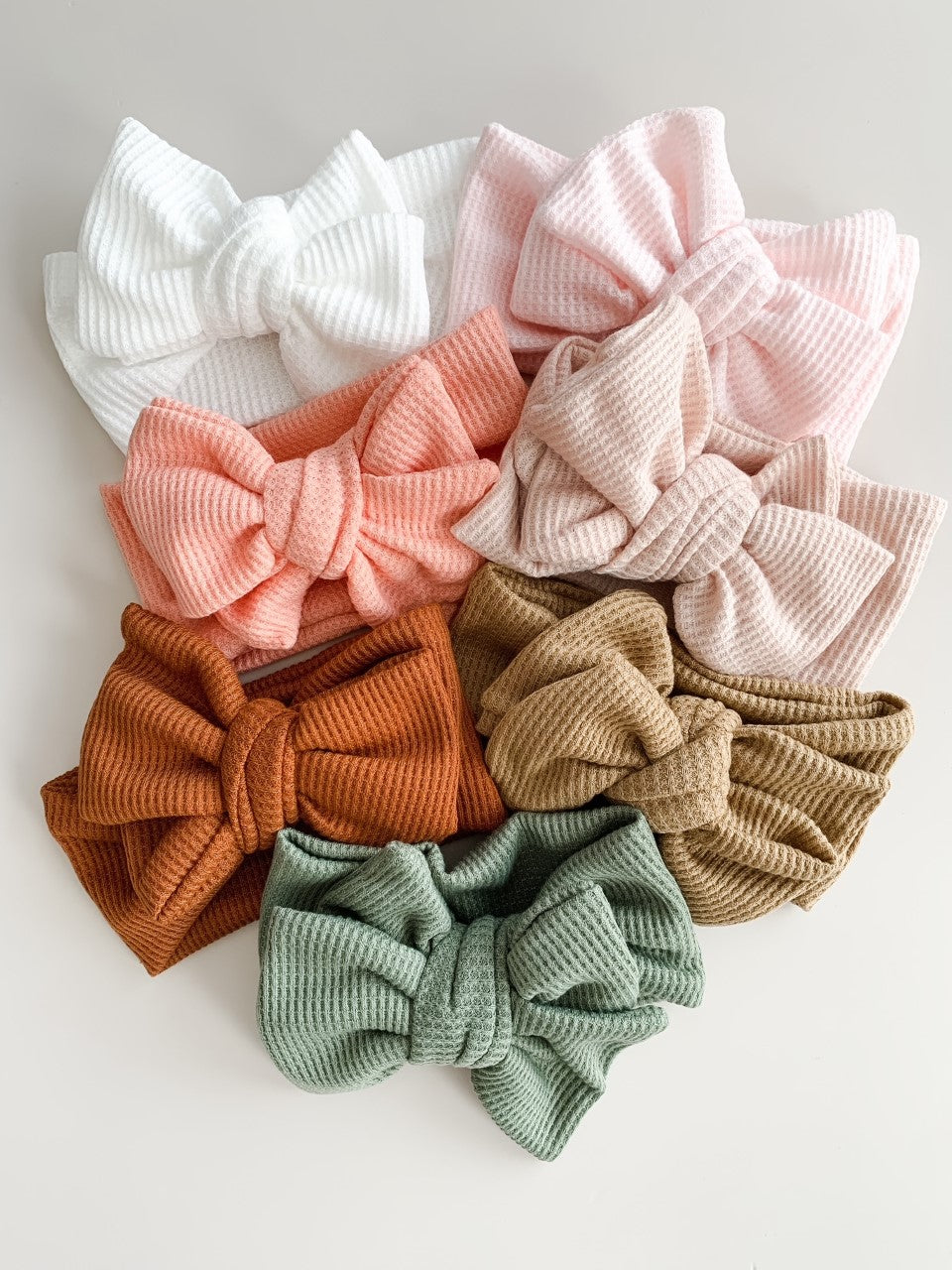 topknot baby girl oversized bow headband white pink beige green brown tan orange
