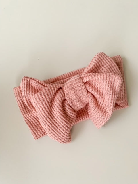 CHUNKY WAFFLE BOW HEADBAND - DUSTY