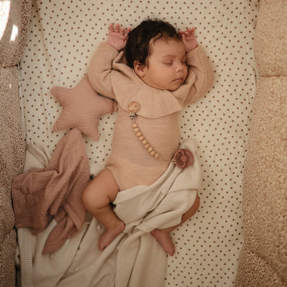 KNITTED BABY BLANKET | TEXTURED DOTS | OFF WHITE MELANGE